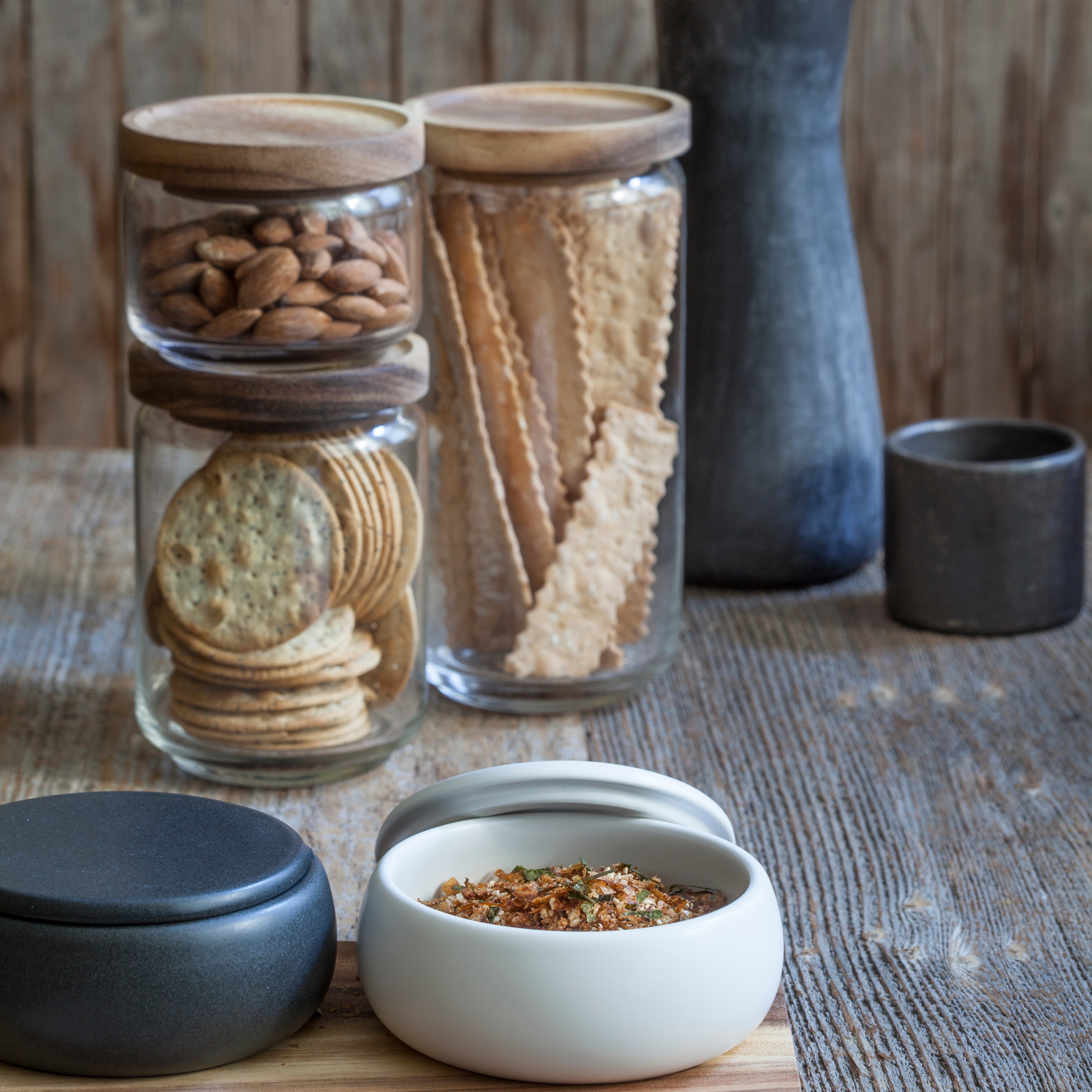 Glass & Acacia Canister, Medium