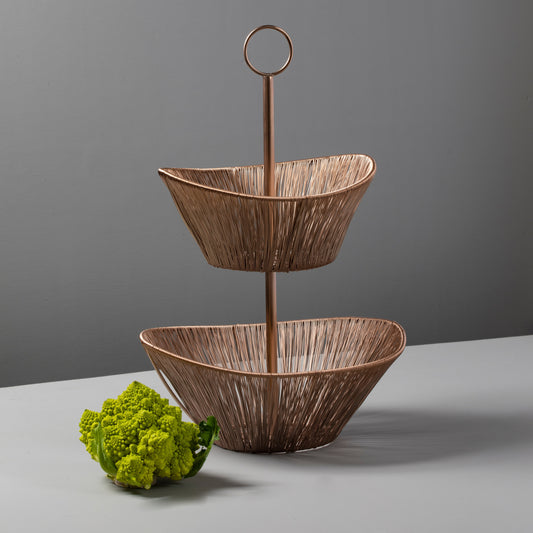 RosÃ© Rhythm Wire 2-Tier Basket