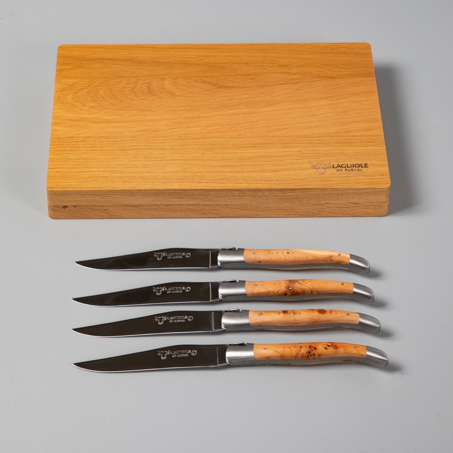 Laguiole en Aubrac Handcrafted Steak Knives, Set of 4, Juniper Wood