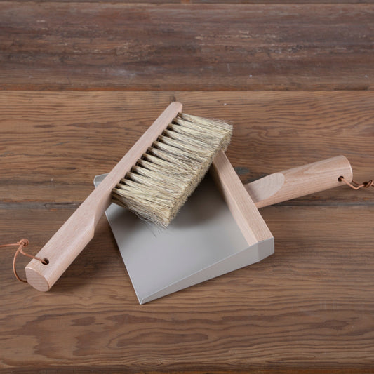 Dustpan & Natural Brush Set, Grey