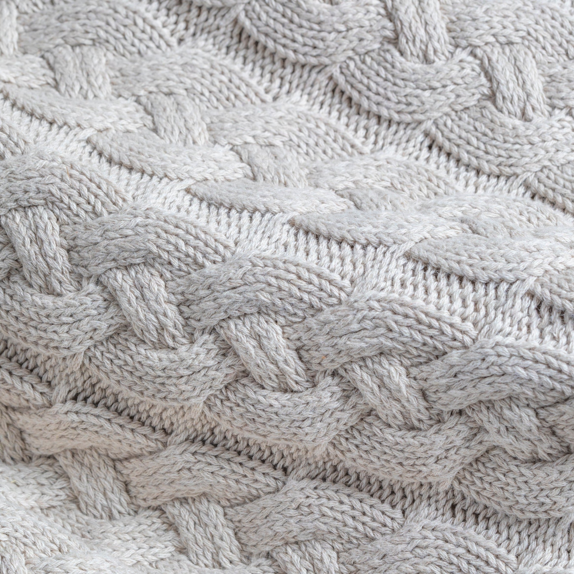 Belmont Double Cable Knit Throw, Linen
