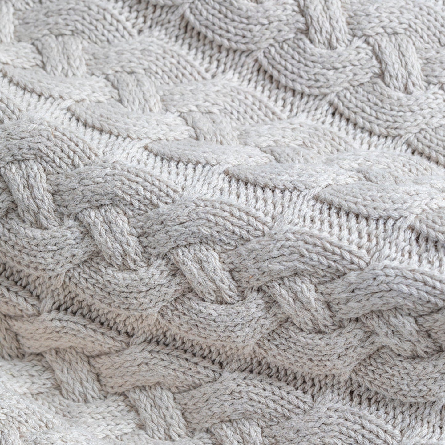 Belmont Double Cable Knit Throw, Linen