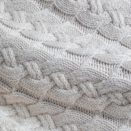Belmont Double Cable Knit Throw, Linen