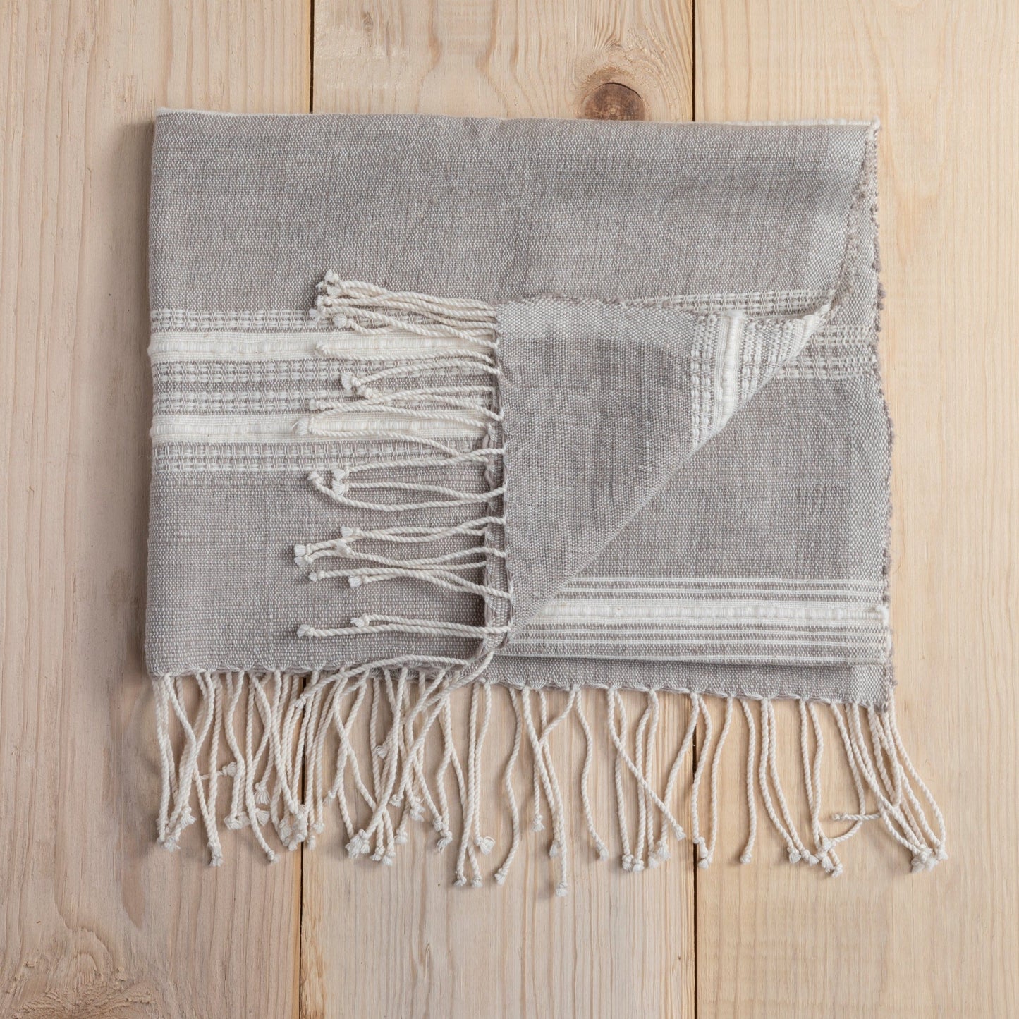 Aden Cotton Hand Towel, Stone with Natural