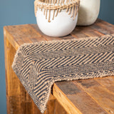 Jute & Cotton Table Runner with Chevron Pattern