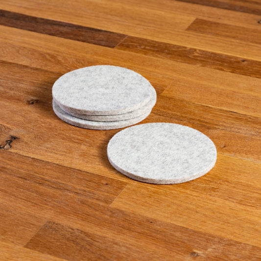 Round Felt Coaster, Set of 4, Heather White