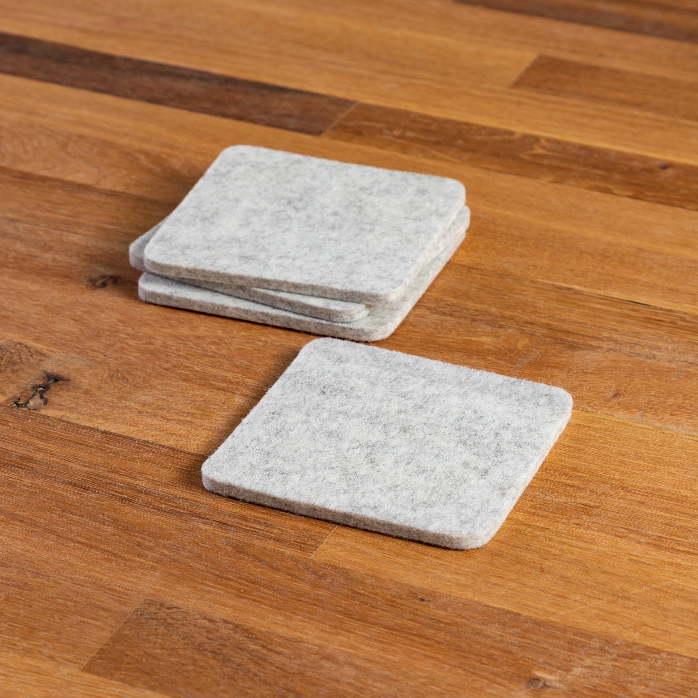 Square Felt Coaster, Set of 4, Heather White