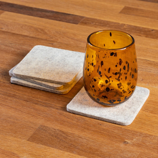 Square Felt Coaster, Set of 4, Heather White