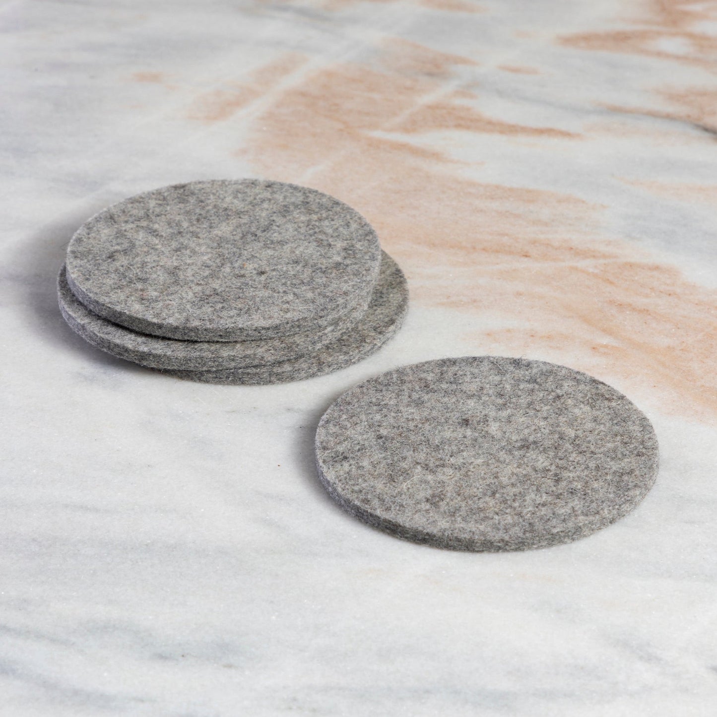 Round Felt Coaster, Set of 4, Granite