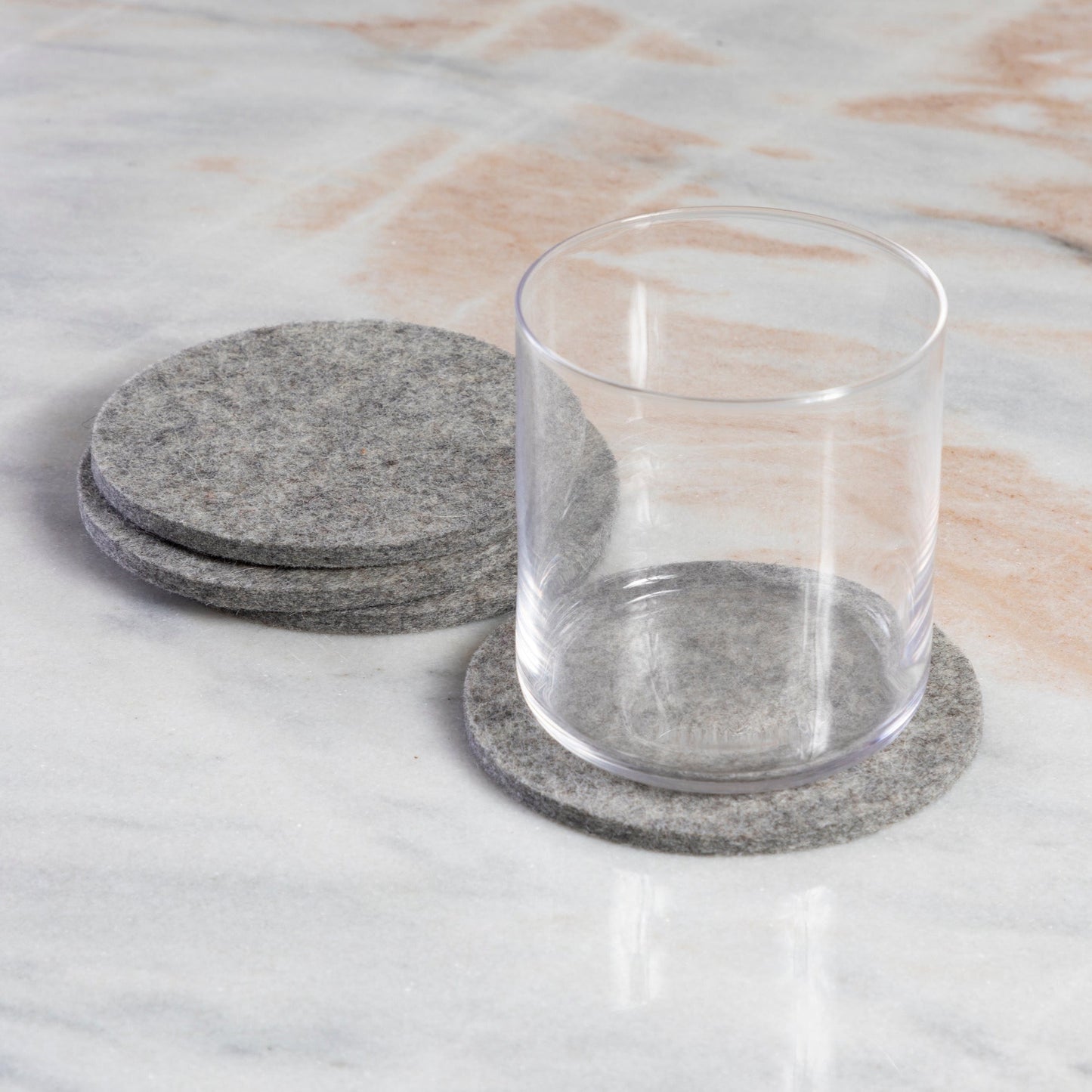 Round Felt Coaster, Set of 4, Granite