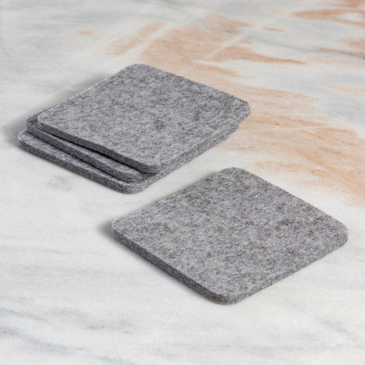 Square Felt Coaster, Set of 4, Granite