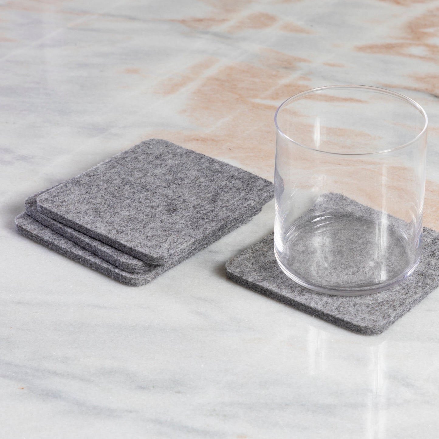 Square Felt Coaster, Set of 4, Granite