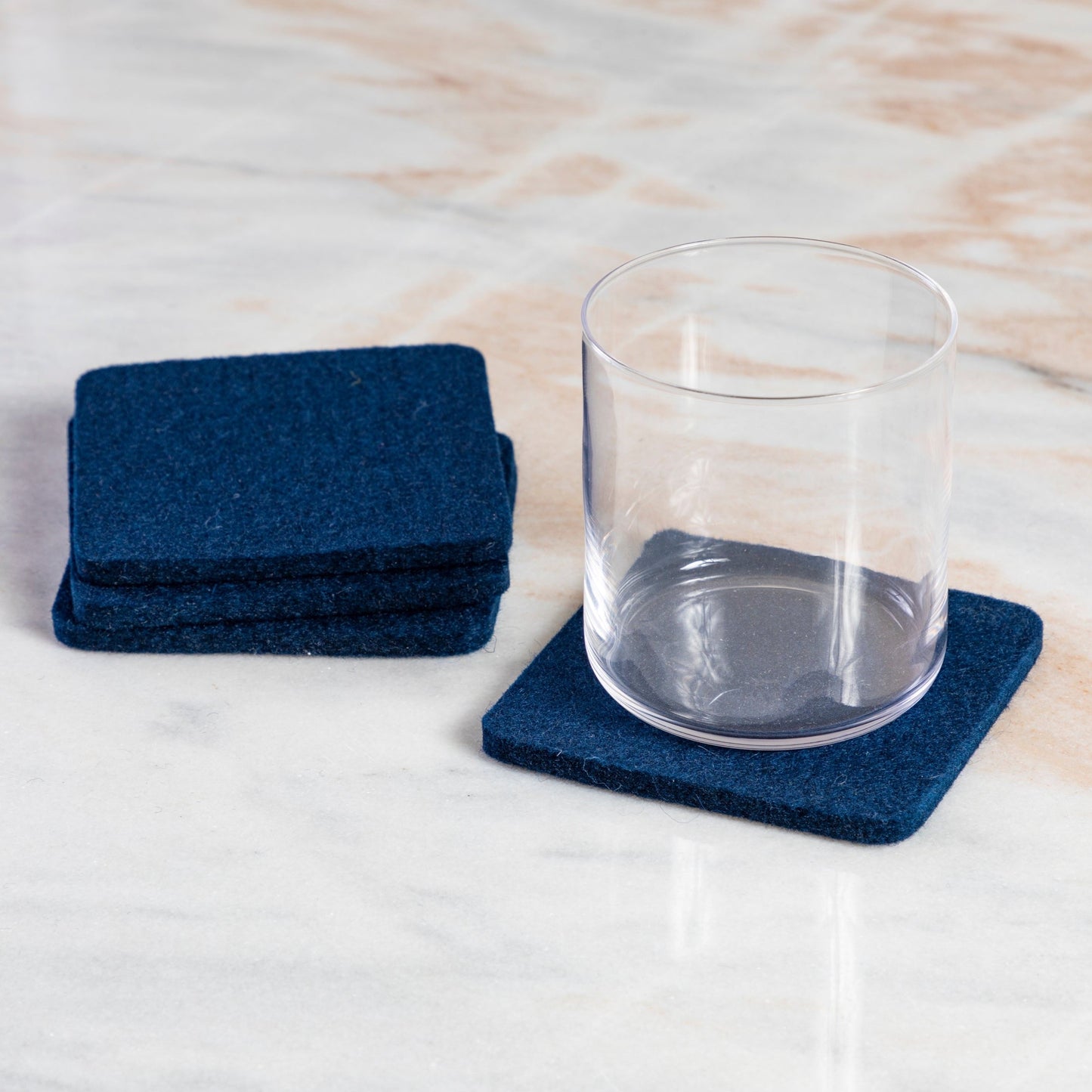 Square Felt Coaster, Set of 4, Marine