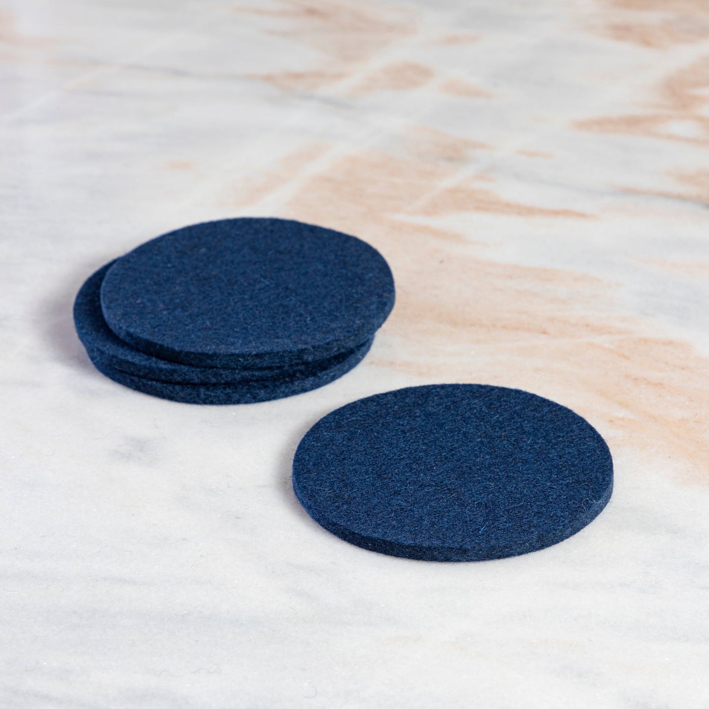 Round Felt Coaster, Set of 4, Marine