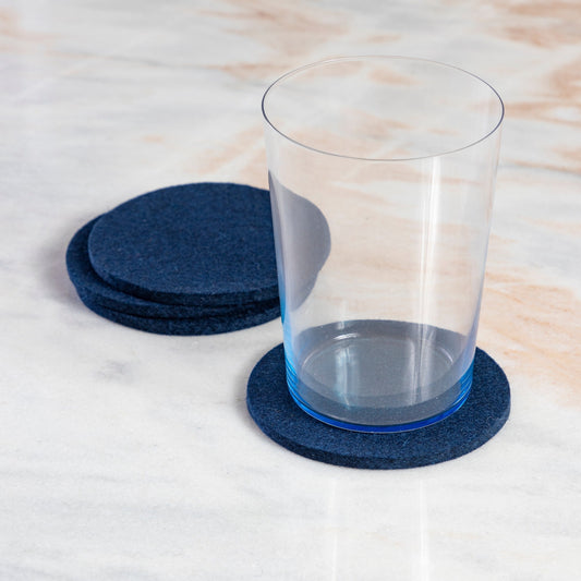 Round Felt Coaster, Set of 4, Marine