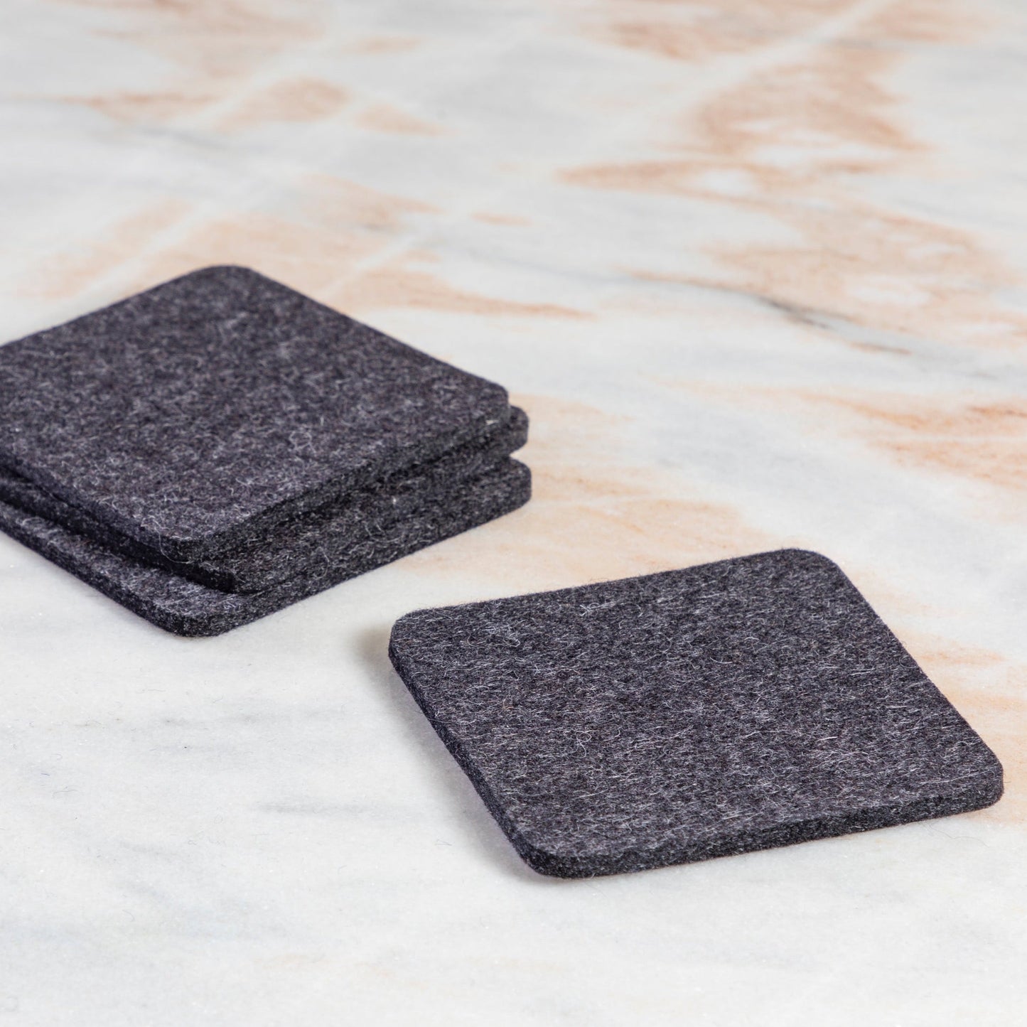 Square Felt Coaster, Set of 4, Charcoal