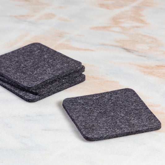 Square Felt Coaster, Set of 4, Charcoal