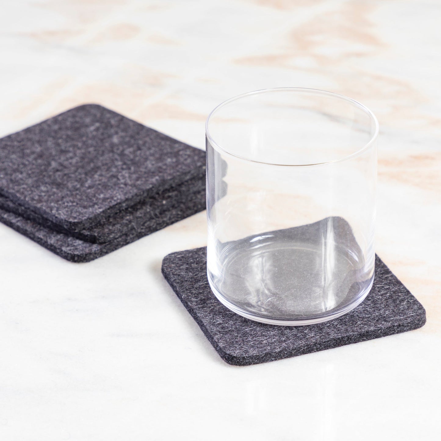 Square Felt Coaster, Set of 4, Charcoal
