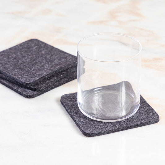 Square Felt Coaster, Set of 4, Charcoal