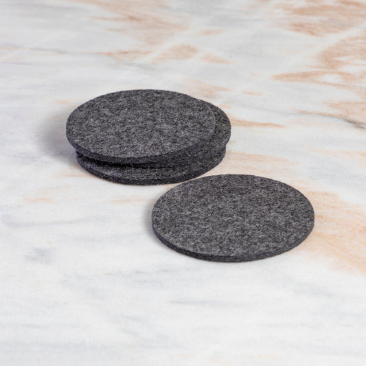 Round Felt Coaster, Set of 4, Charcoal