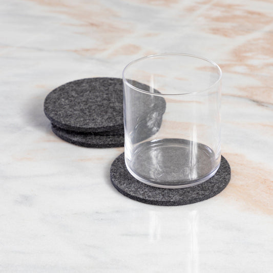 Round Felt Coaster, Set of 4, Charcoal