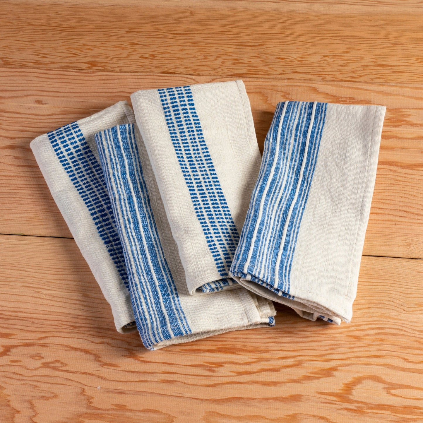 Aden Napkins, Natural with Blue, Set of 4