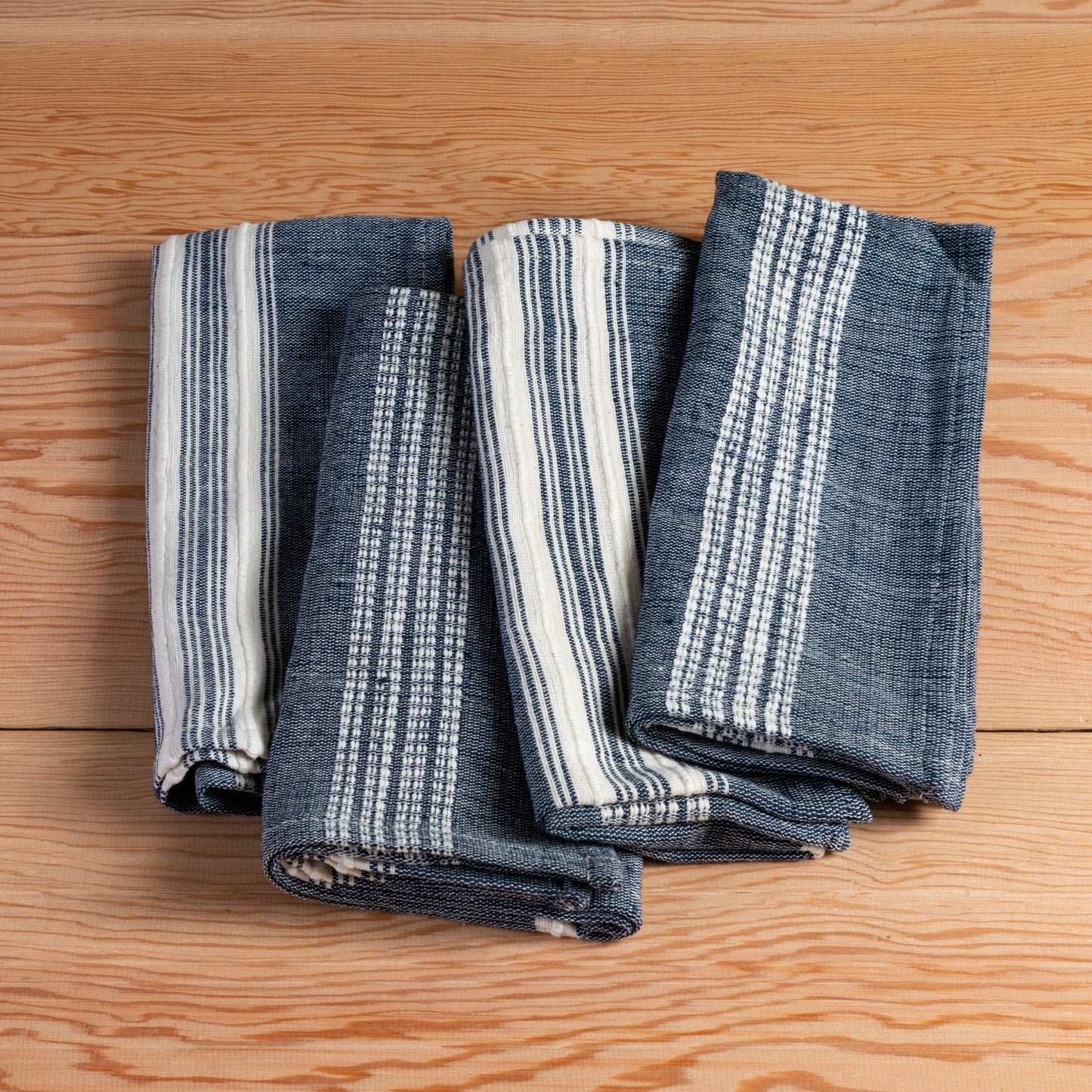 Aden Napkins, Navy with Natural, Set of 4