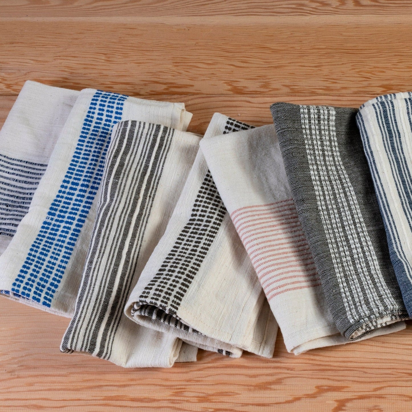 Aden Napkins, Natural with Blue, Set of 4