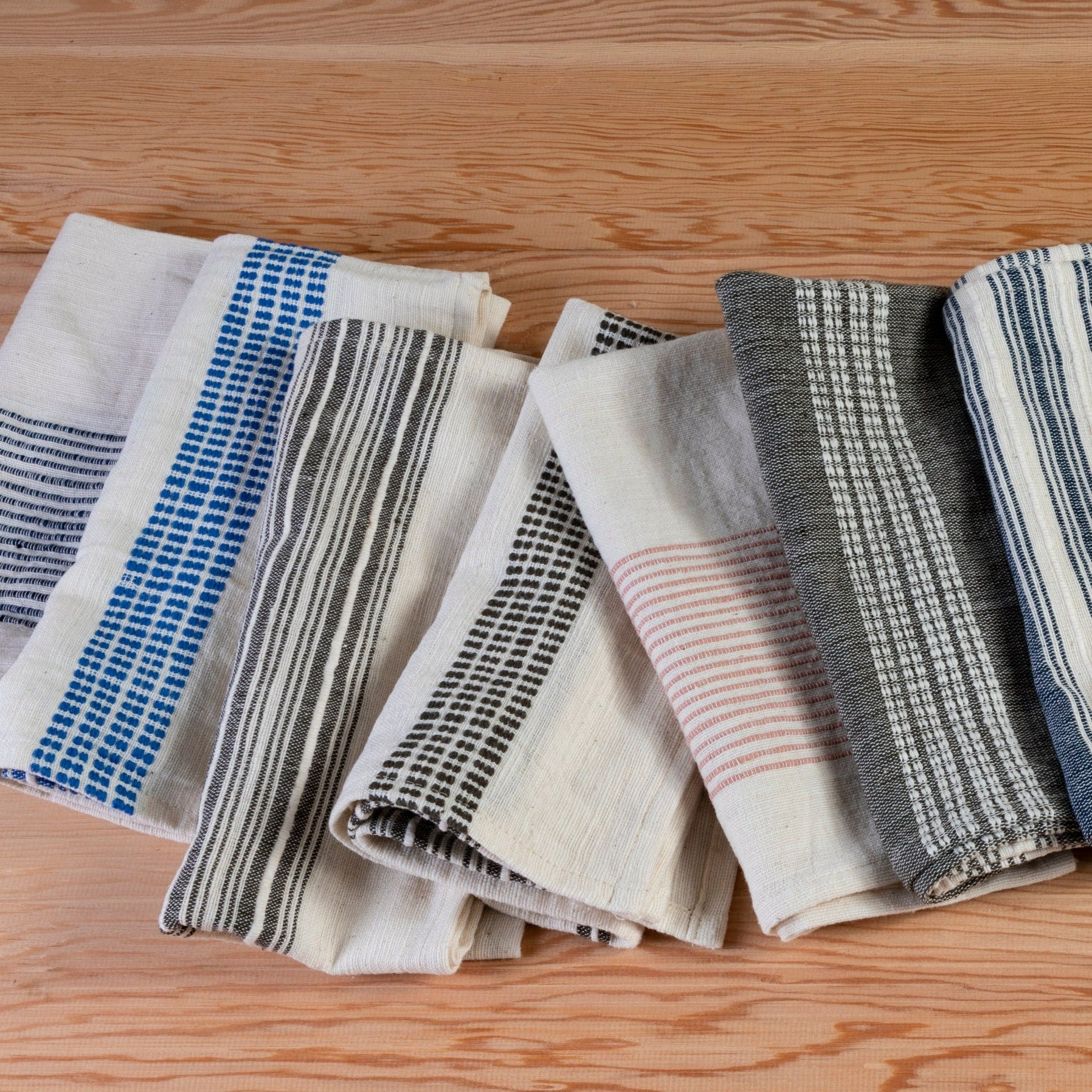 Aden Napkins, Natural with Navy, Set of 4