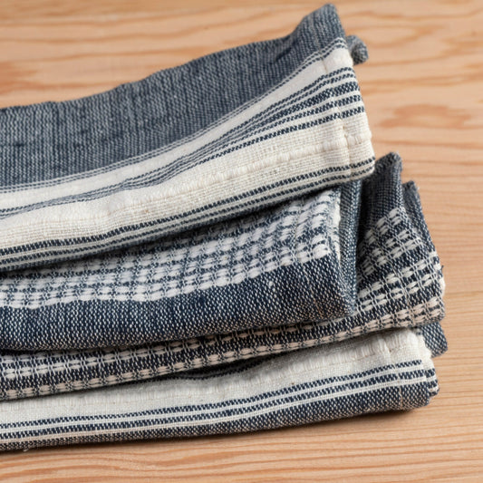 Aden Napkins, Navy with Natural, Set of 4