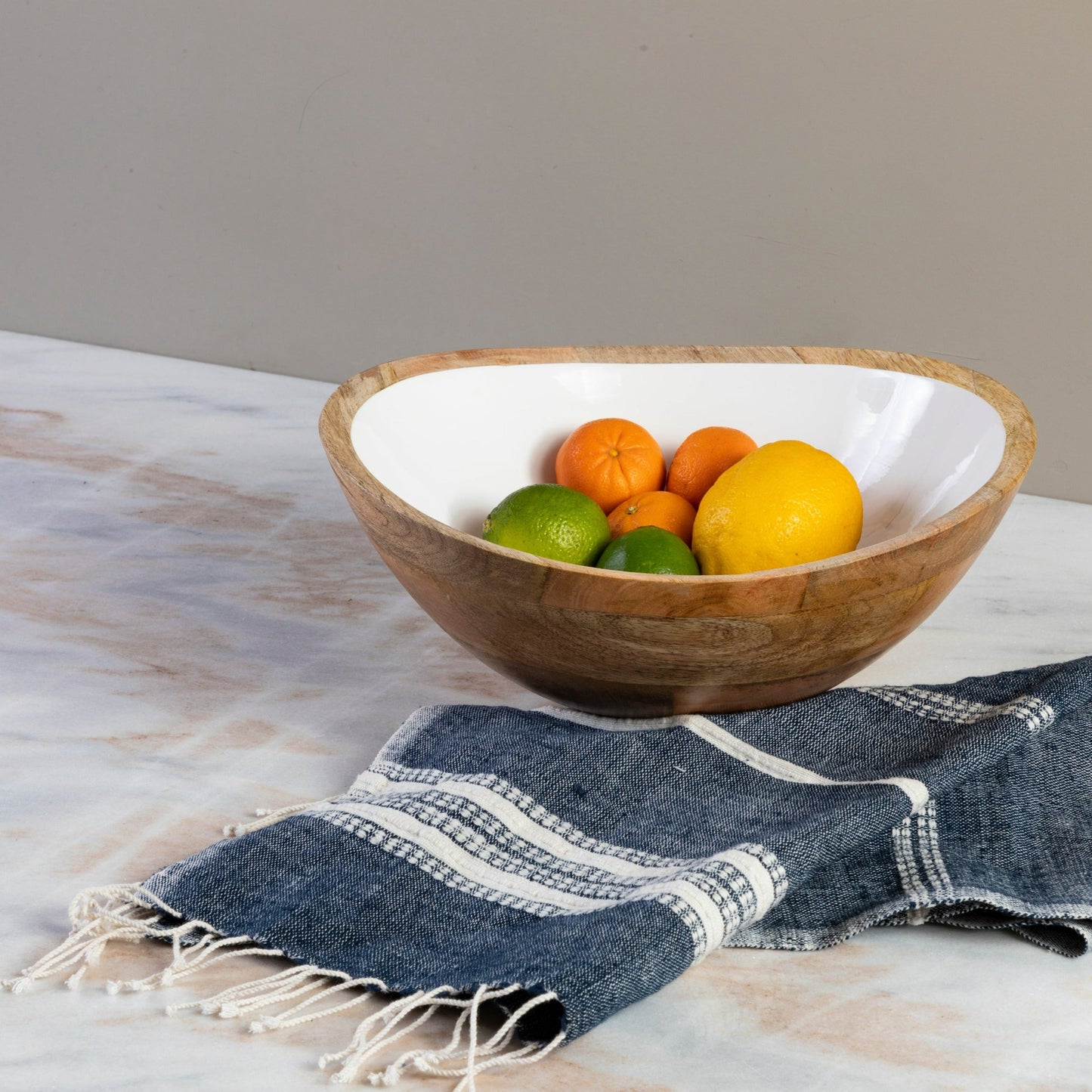 Aden Cotton Hand Towel, Navy with Natural