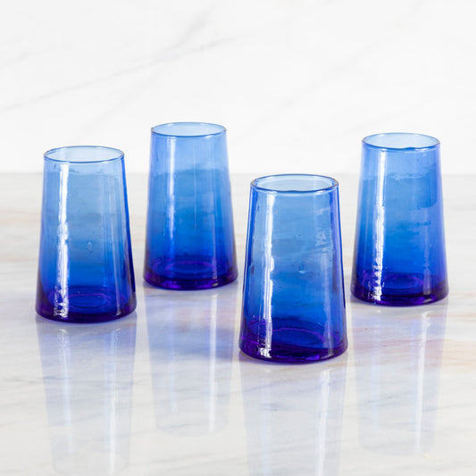 Recycled Tall Cone Glass, Blue