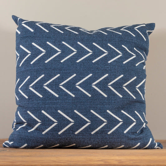 Alpaca Square Pillow, Navy with Chevrons