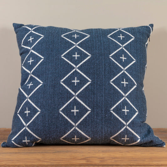 Alpaca Square Pillow, Navy with Diamond & Plus