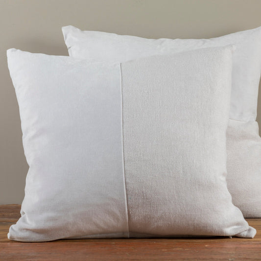 Velvet & Linen Square Pillow, Pearl Grey