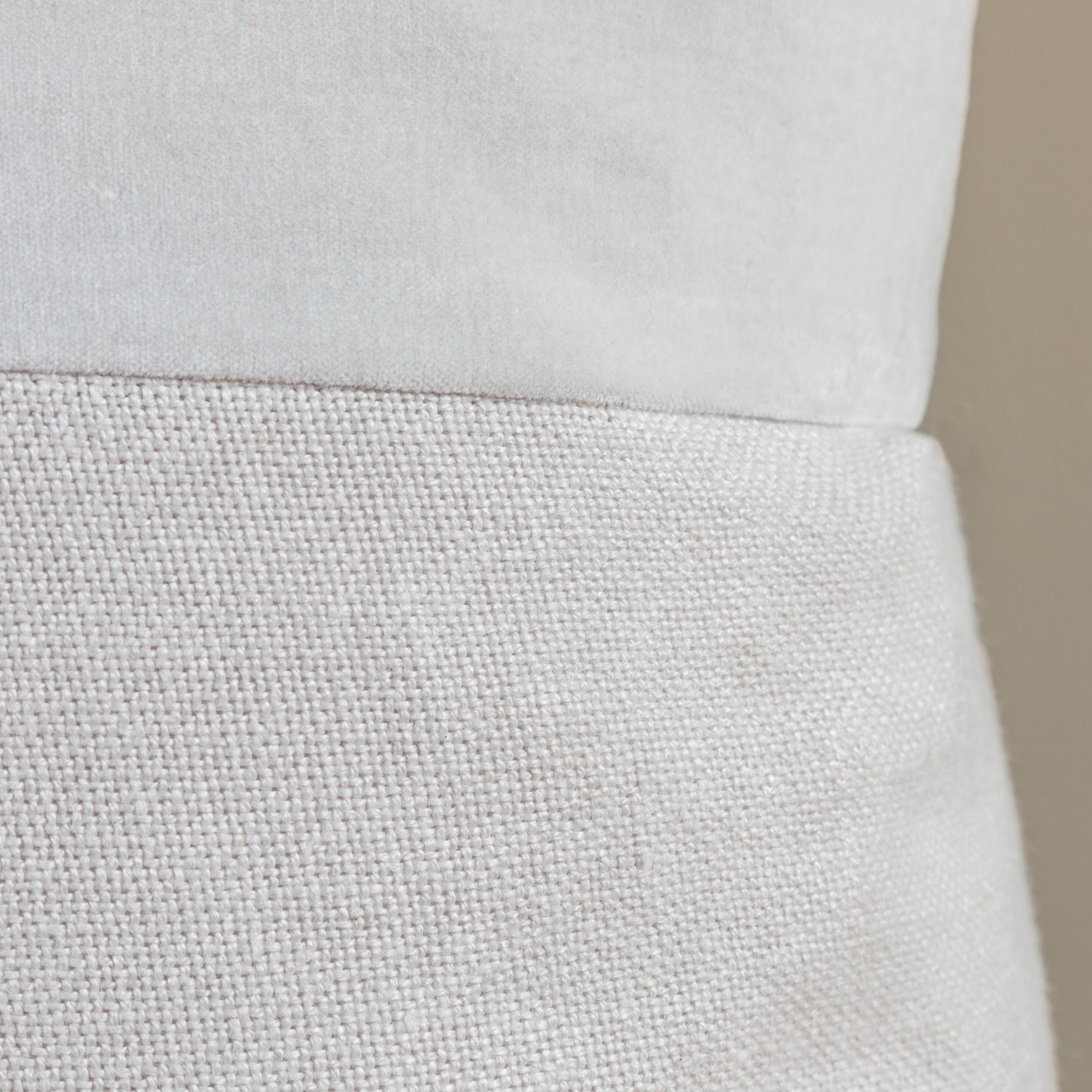 Velvet & Linen Square Pillow, Pearl Grey