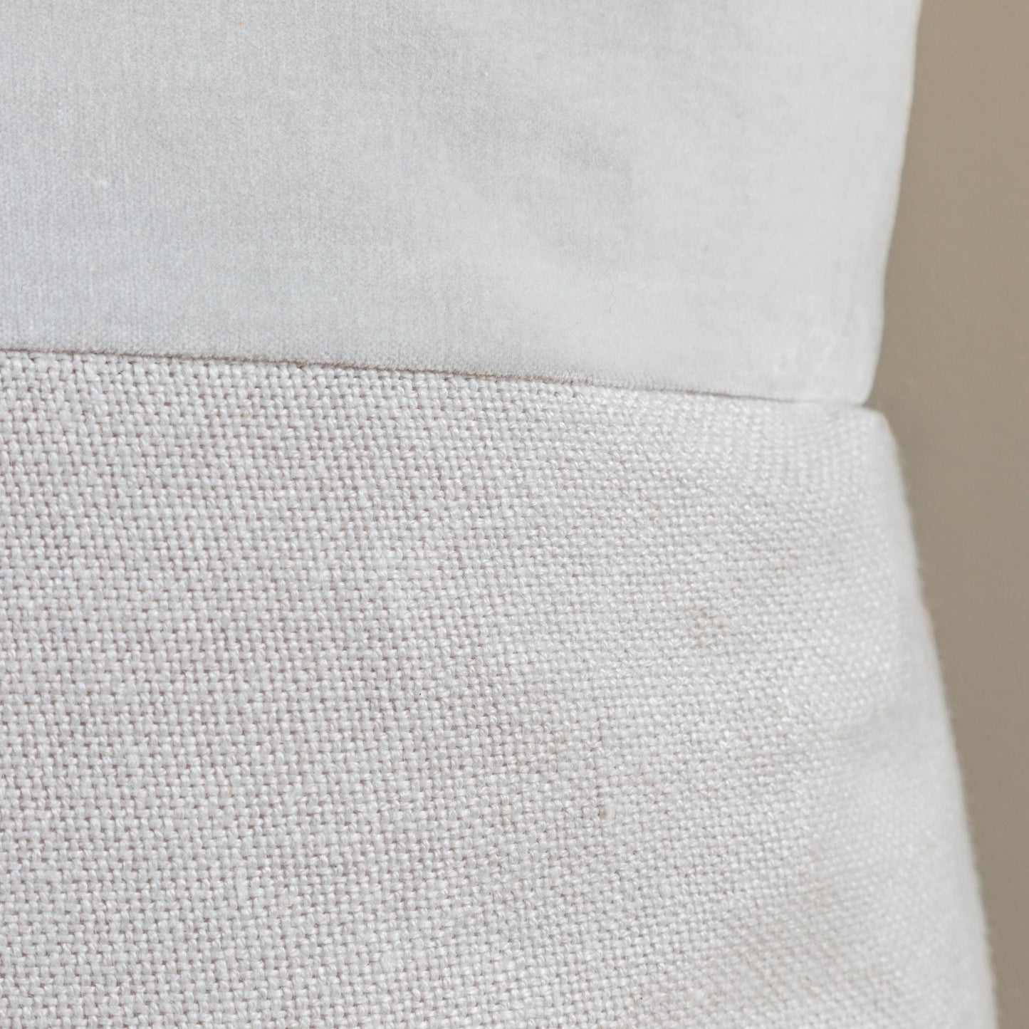 Velvet & Linen Square Pillow, Pearl Grey