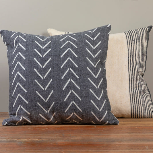 Alpaca Square Pillow, Grey with Chevrons
