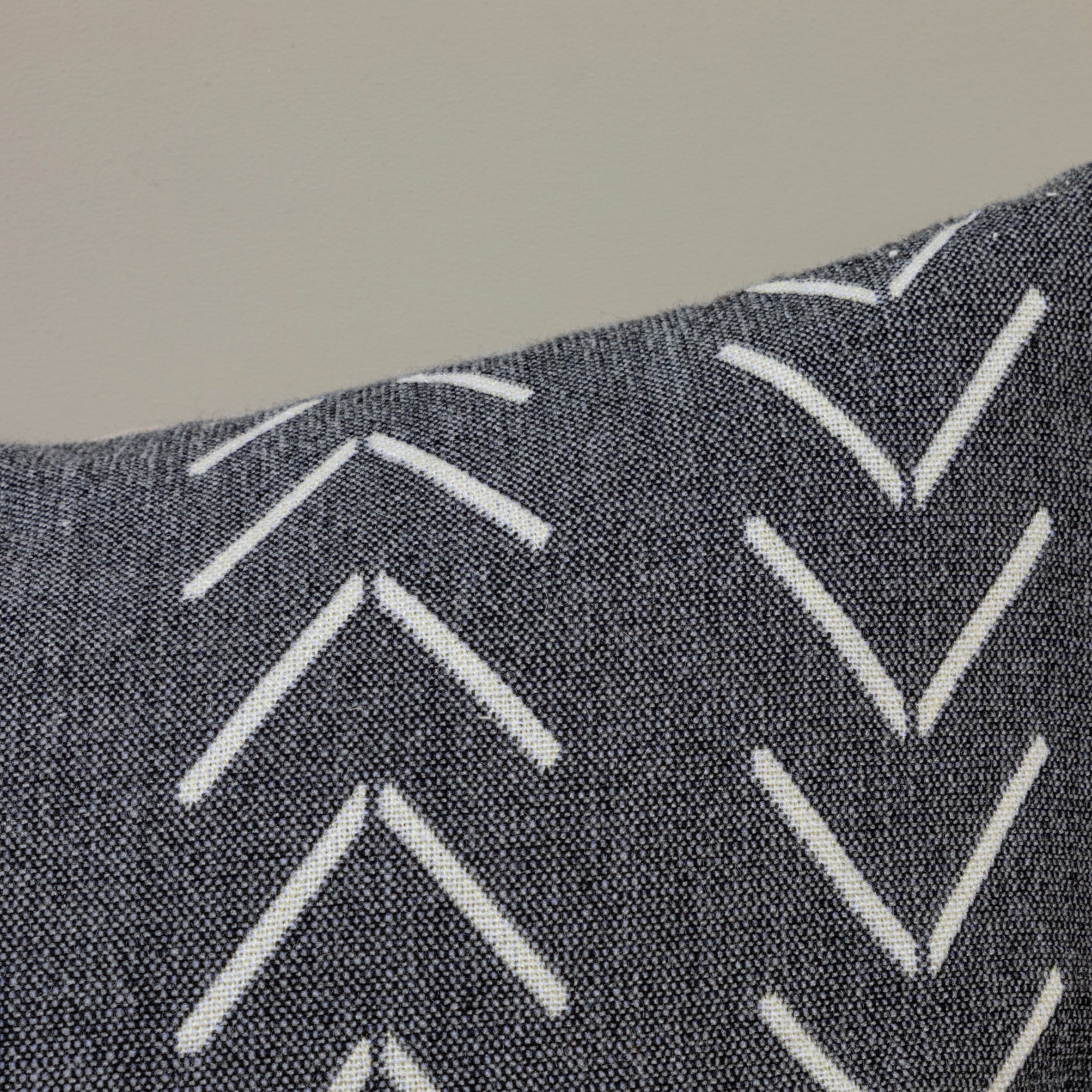 Alpaca Square Pillow, Grey with Chevrons