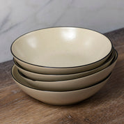 Augusta Pasta Bowl, Natural with Black, Set of 6