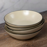Augusta Pasta Bowl, Natural with Black, Set of 6