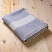 Siempre Blanket, Light Heather with Ivory Stripe