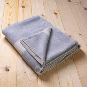 Siempre Blanket, Light Heather with Ivory Stripe