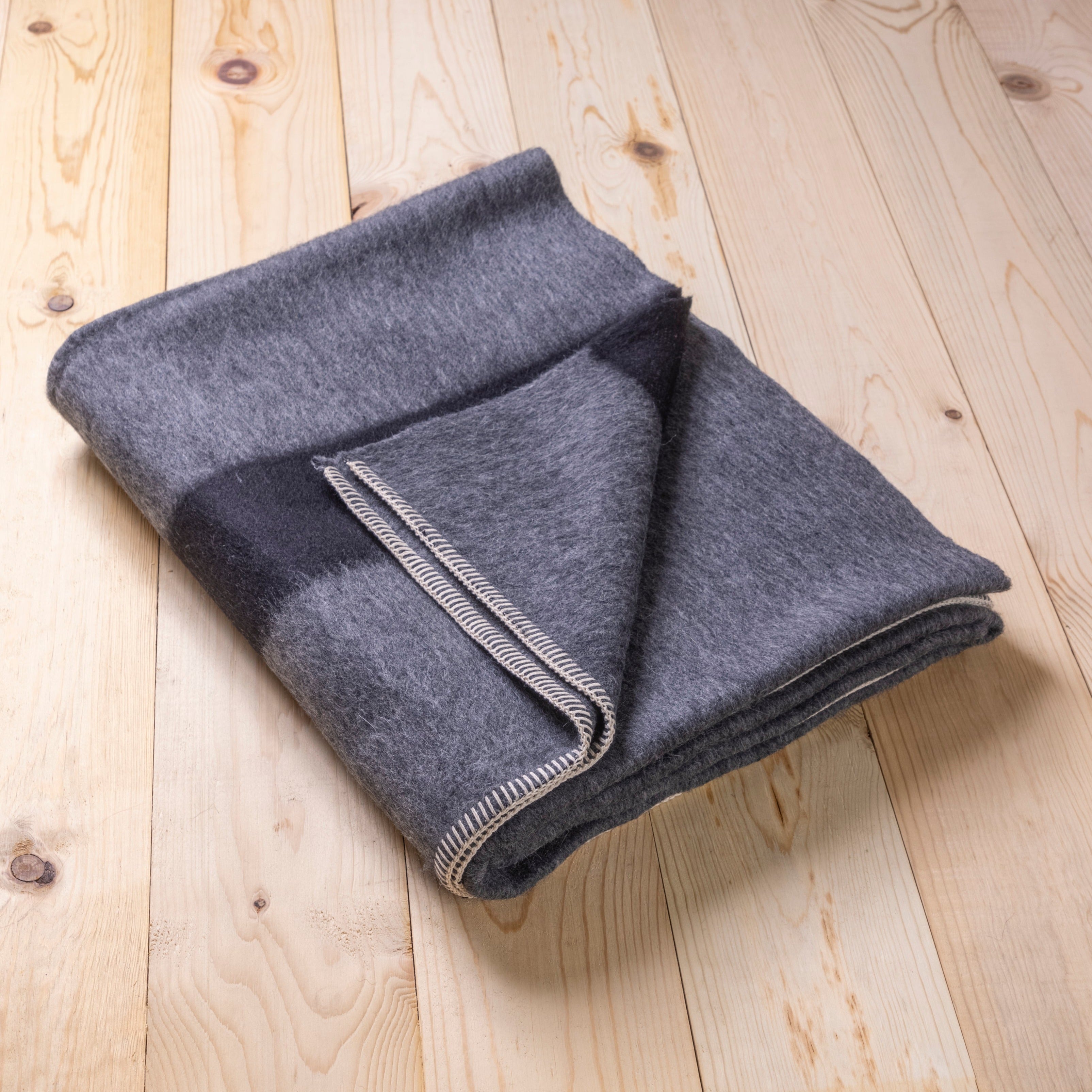 Siempre Blanket, Charcoal with Black Stripe