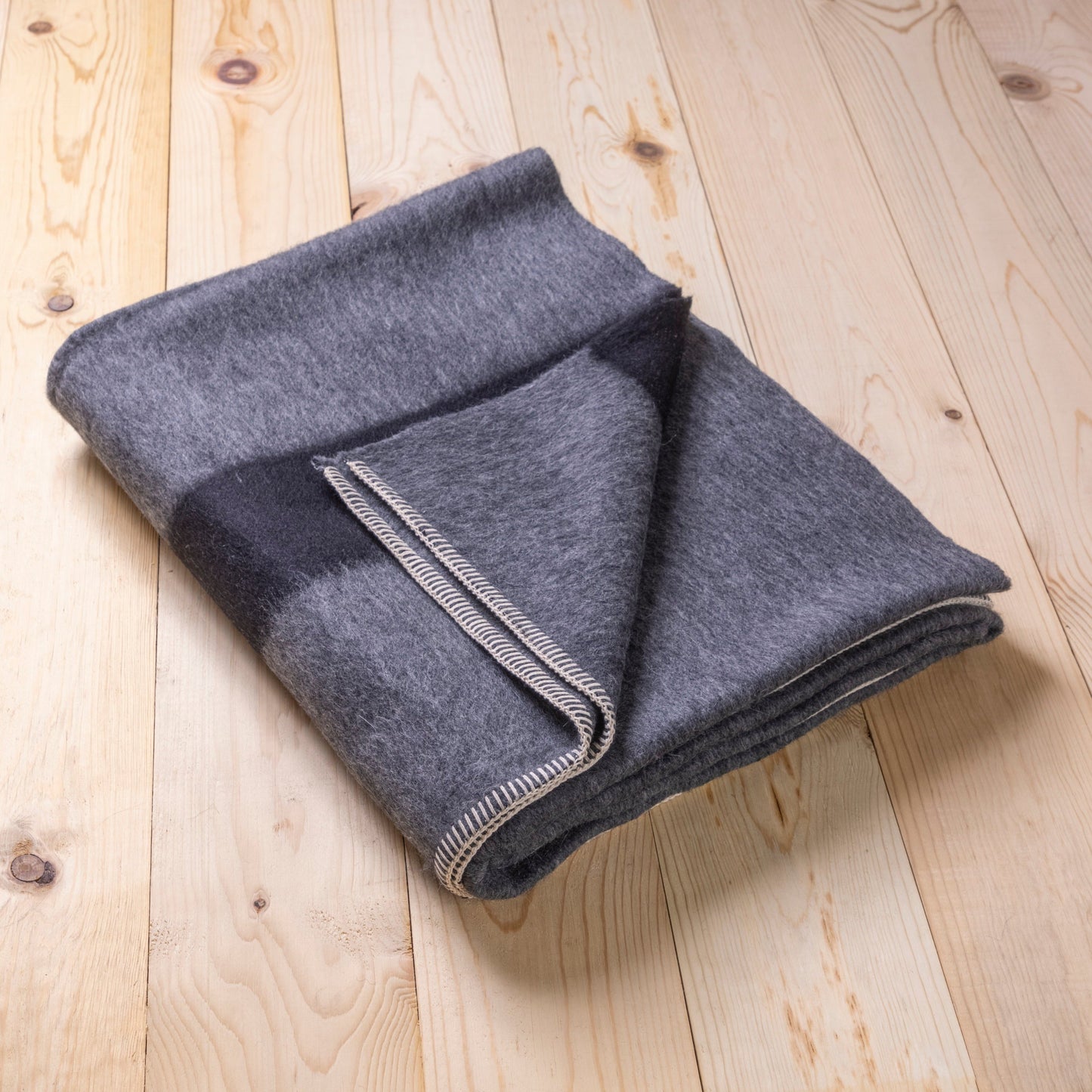Siempre Blanket, Charcoal with Black Stripe