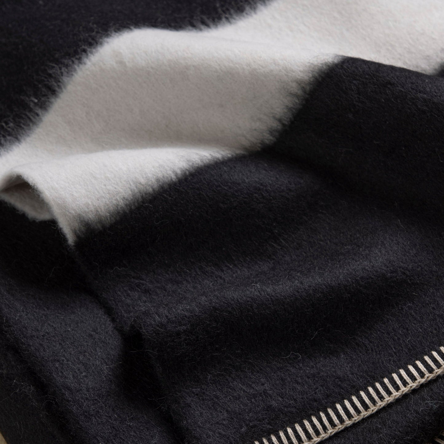 Siempre Blanket, Black with Ivory Stripe