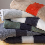 Siempre Blanket, Light Heather with Ivory Stripe