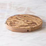 Cork Trivet with Leather Handle, Small