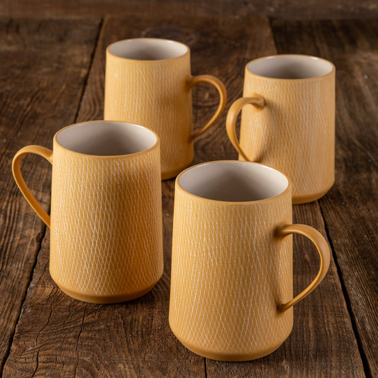 Marigold Crosshatch Mug, Set of 4