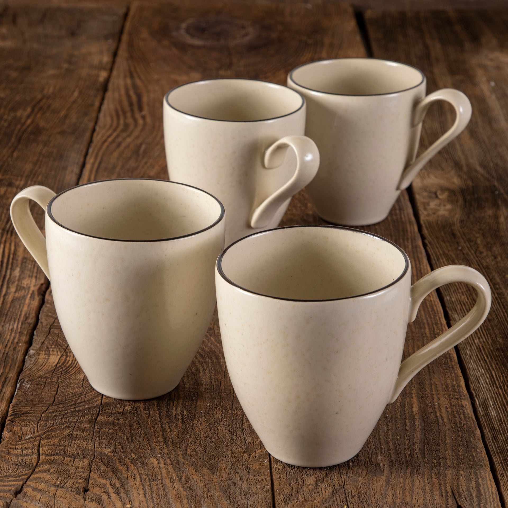 Augusta Mug, Natural with Black, Set of 6